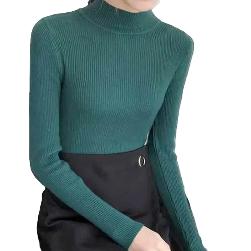 Pull tricoté col montant pour femme
