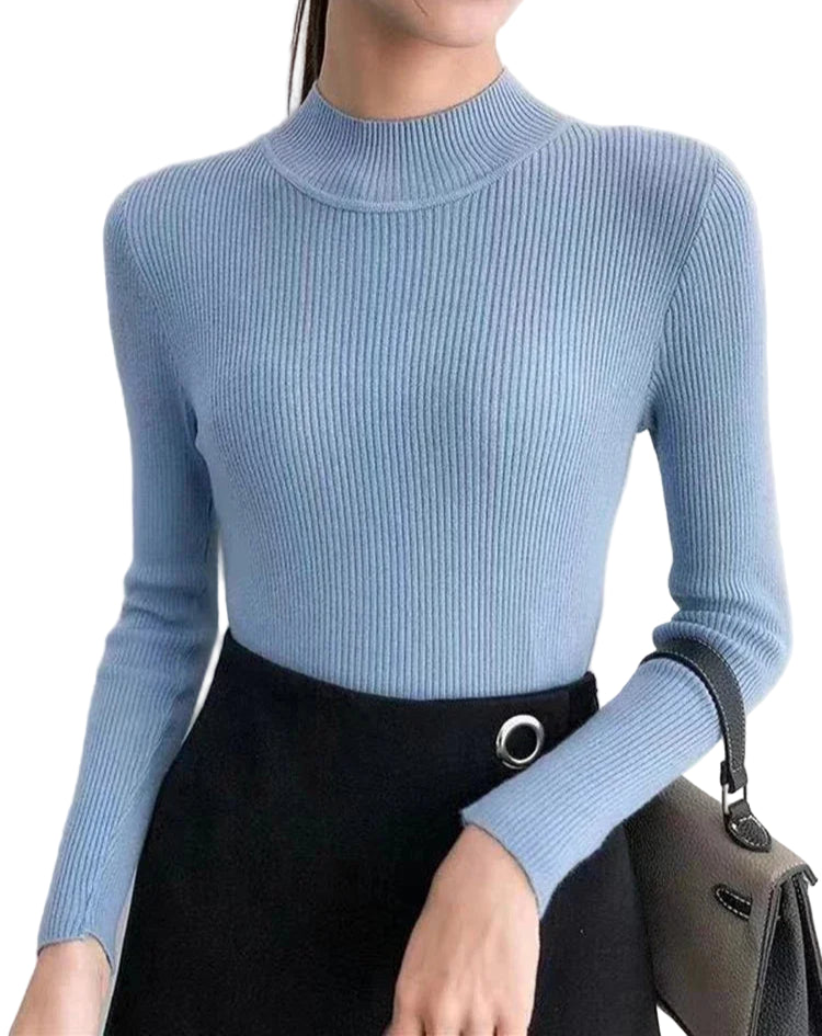 Pull tricoté col montant pour femme