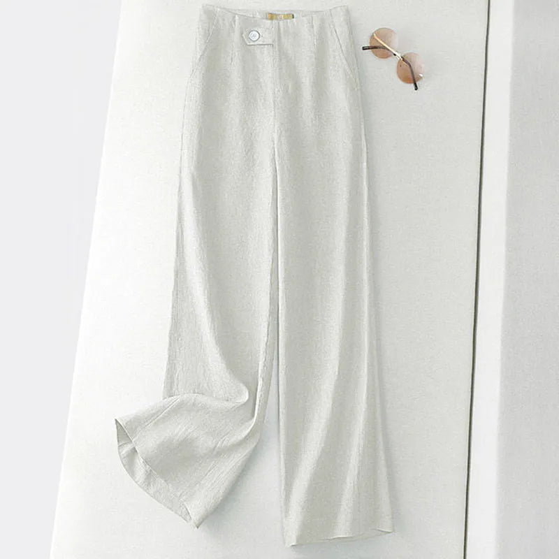 Pantalon ample en lin coupe droite