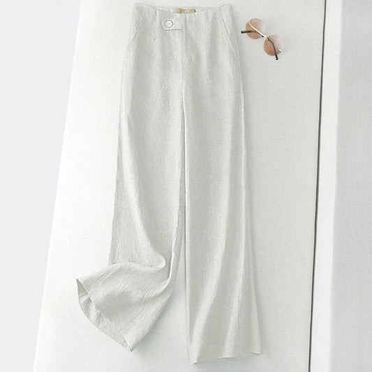 Pantalon ample en lin coupe droite