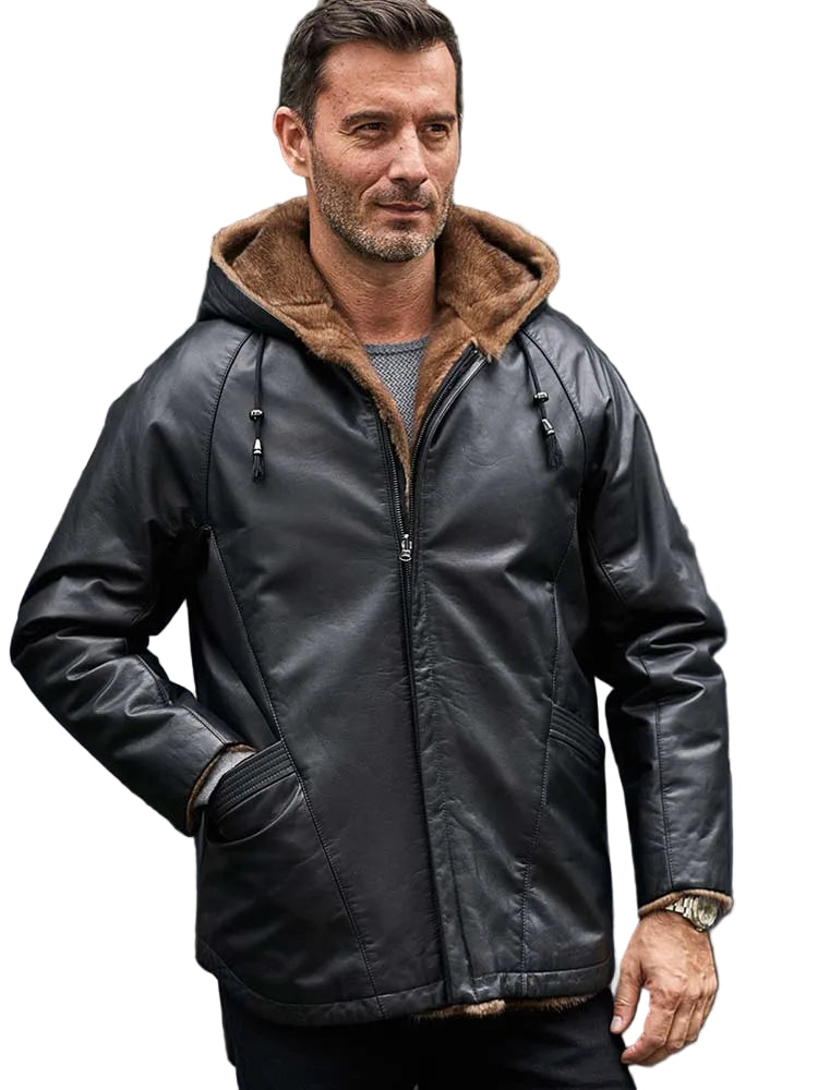 Manteau fourrure cuir Denny&Dora