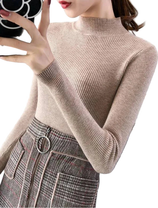Pull tricoté col montant pour femme