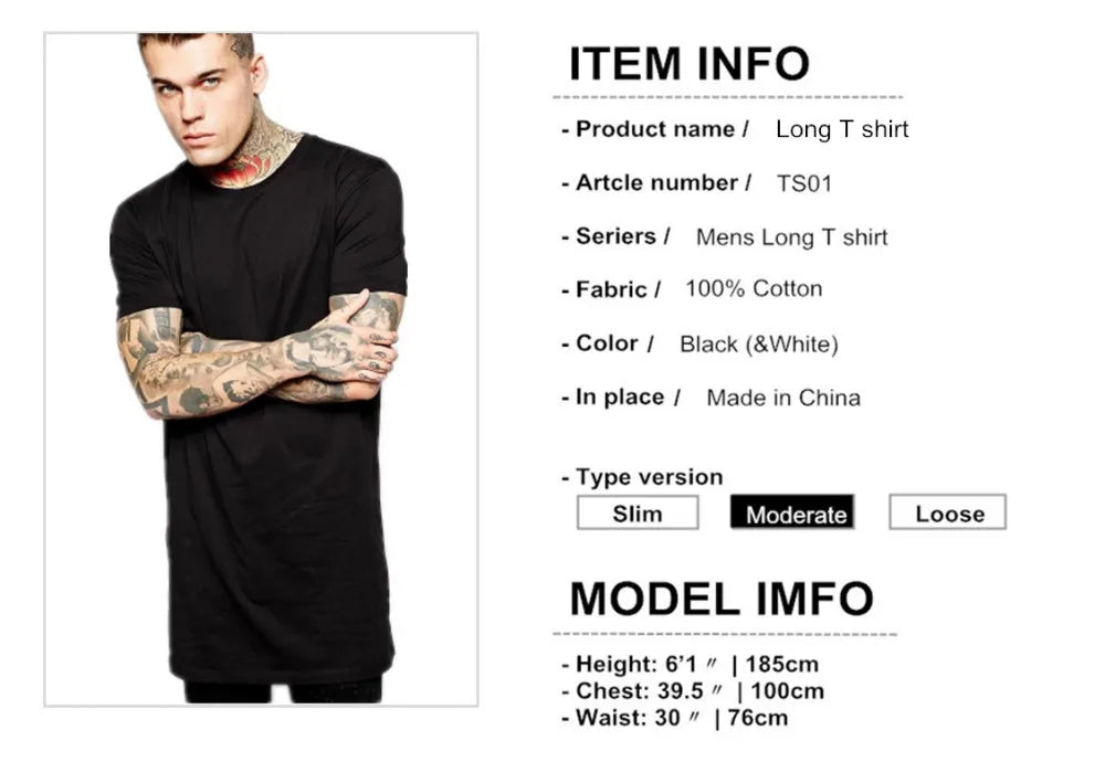 T-shirt long manches courtes style hip-hop