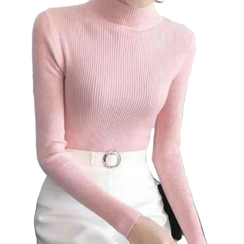 Pull tricoté col montant pour femme