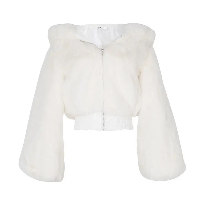 Veste parka courte en fausse fourrure