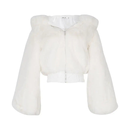 Veste parka courte en fausse fourrure