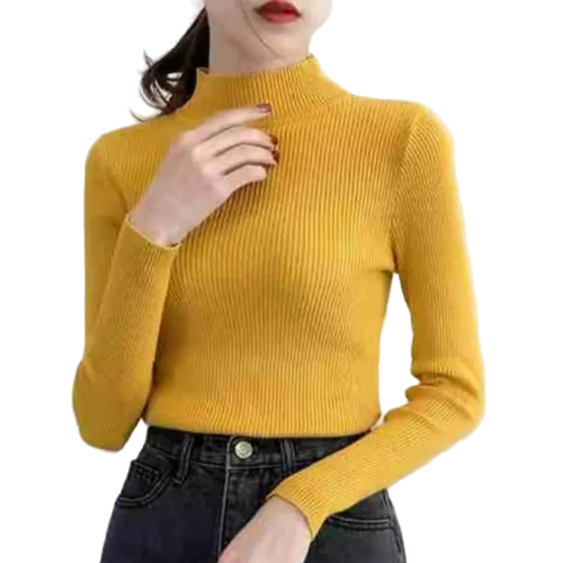 Pull tricoté col montant pour femme