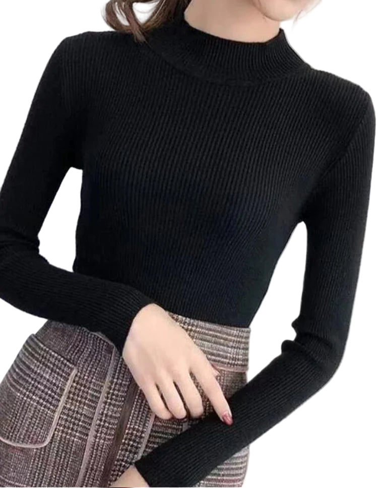 Pull tricoté col montant pour femme