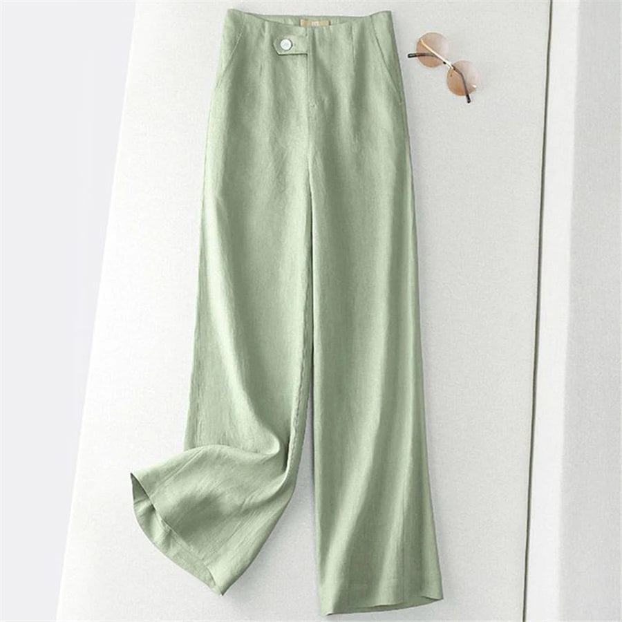 Pantalon ample en lin coupe droite