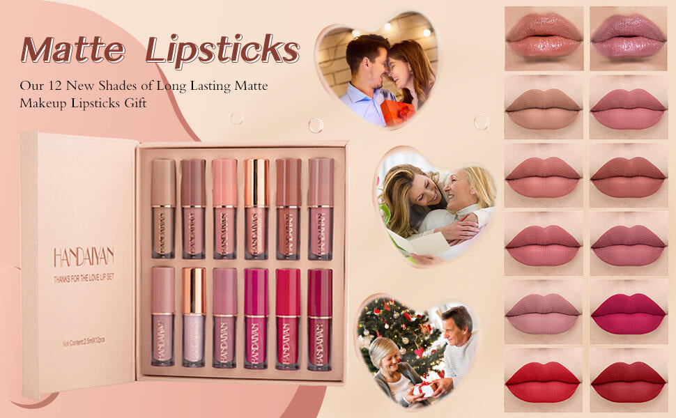 Coffret 12 rouges à lèvres mates Longue tenue